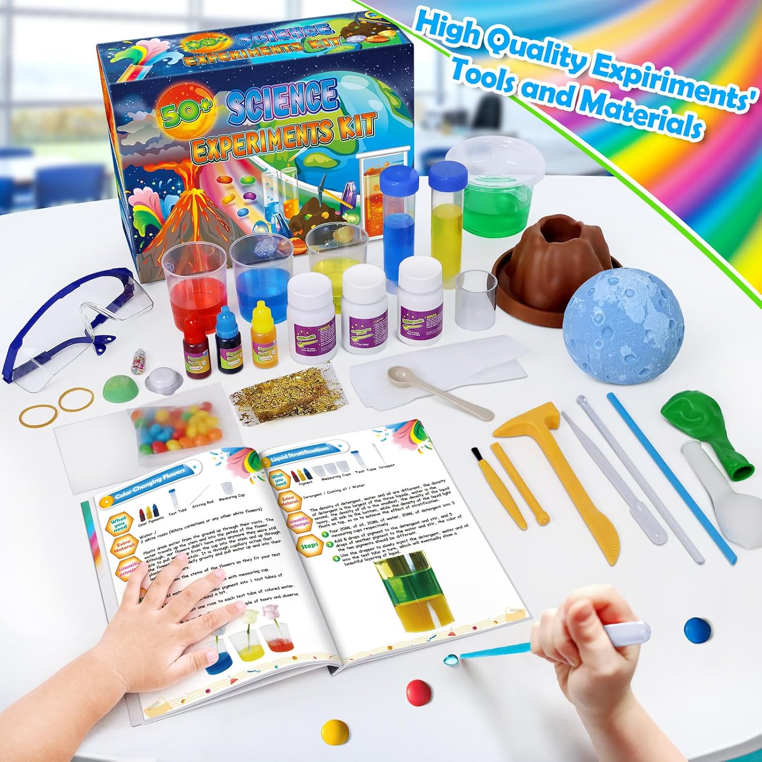 50+ Science Lab Experiments Kit for Kids, STEM Activities Educational Scientist Toys Gifts for Boys Girls Chemistry