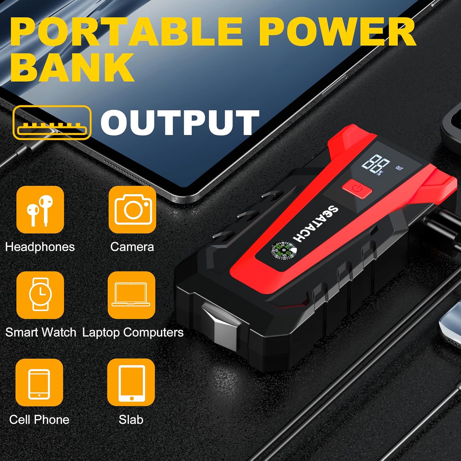 3000A Car Battery Jump Starter,12V Jump Starter Battery Pack Portable (up to 9.0L Gasoline and 7.0L Diesel Engine)