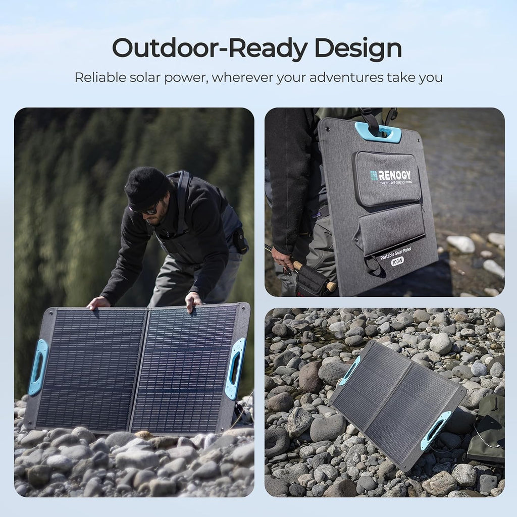 100W Portable Solar Panel for Power Stations, 25% High Efficiency | N-Type 100 Watt Foldable Solar Panel with