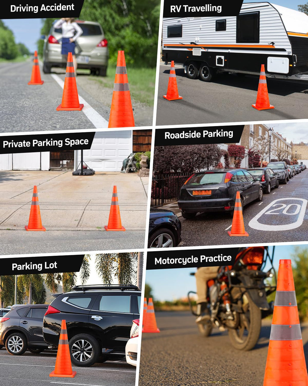 1 Pack 28 Inch Collapsible Traffic Cones, Orange Safety Cones | Collapsible 28-in orange cones with reflective