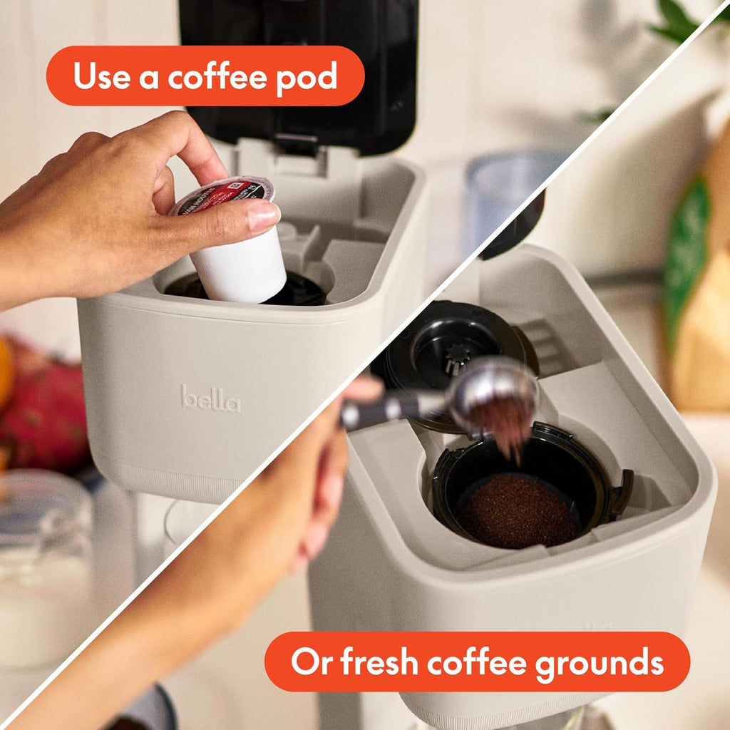 Single Serve Coffee Maker, K Cup & Coffee Ground Compatible with Removable, Adjustable Drip Tray, Auto Shutoff &
