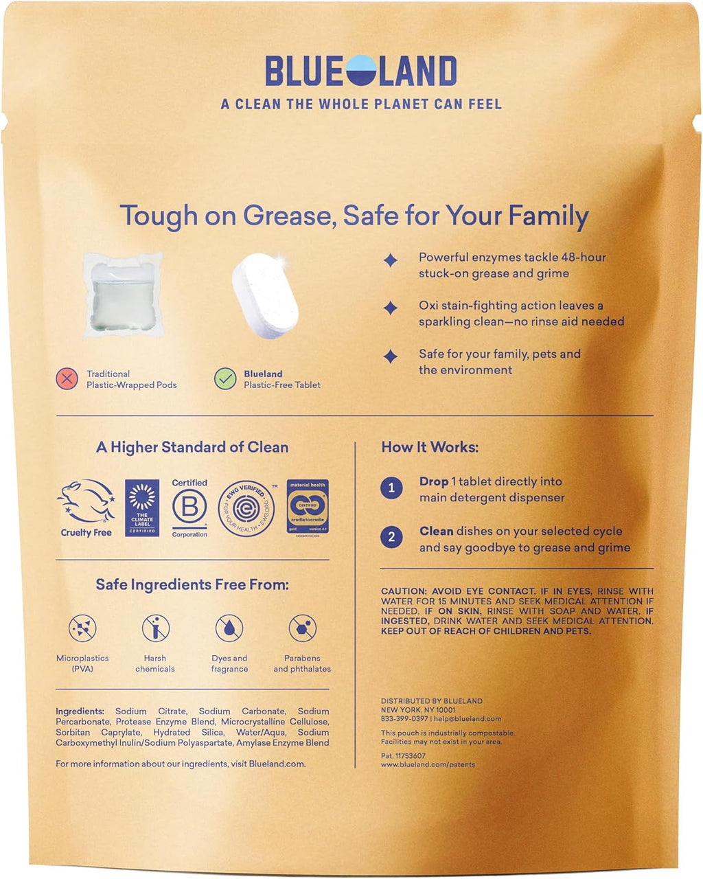 100% Plastic-Free Dishwasher Detergent Tablets, 60ct, Free & Clear