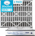Air Bear 20x25x5 Air Filter MERV 11 (2-Pack) Pleated HVAC Air Filter Replacement (Actual Size: 19.75 x 24.25 x 4.9