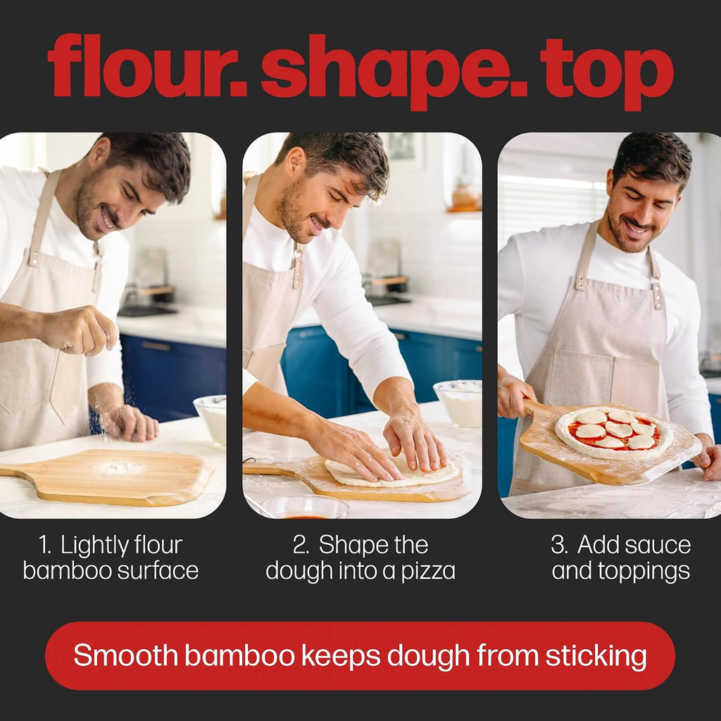 Bamboo Wooden Pizza Peel, 12 Inch Paddle for Oven