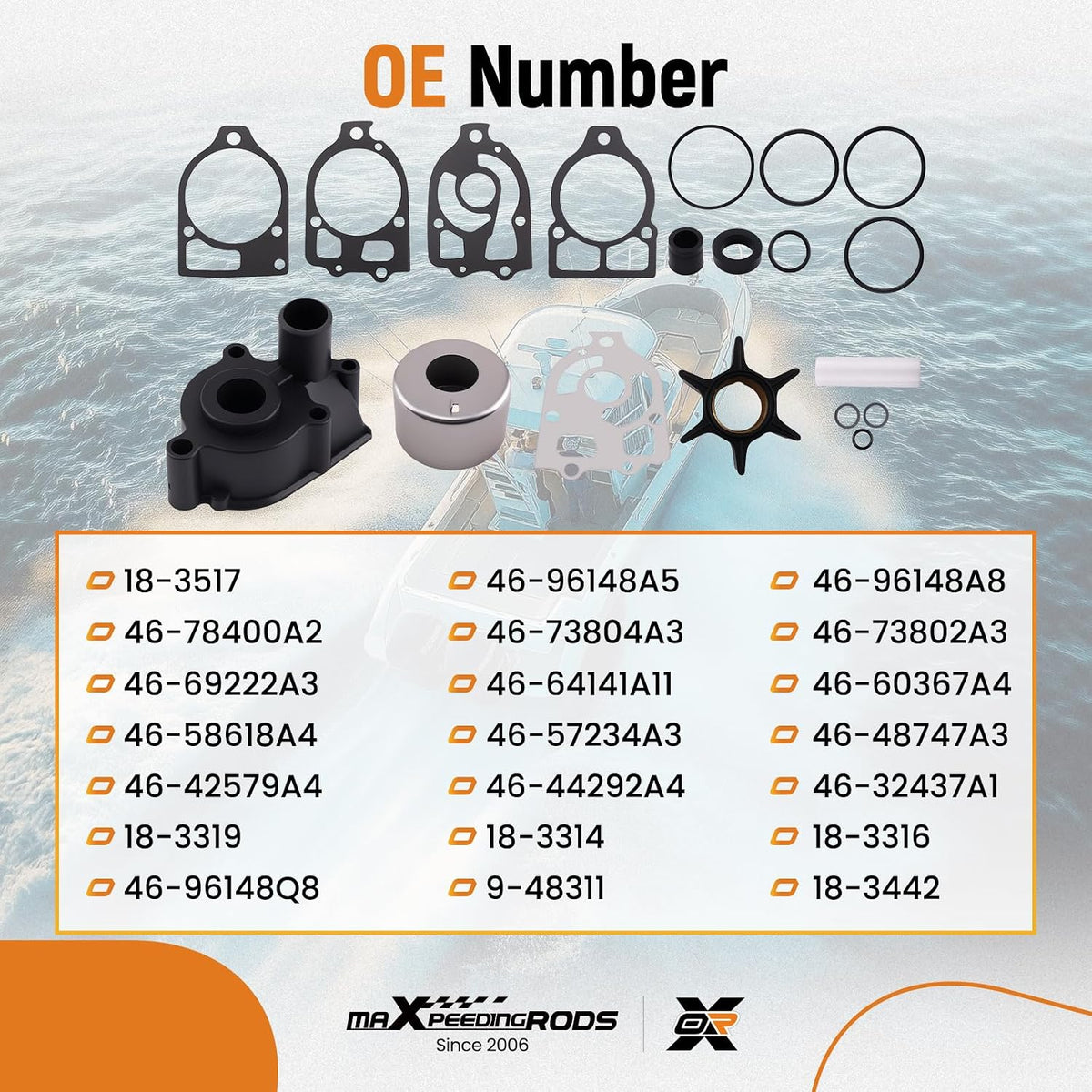 maXpeedingrods Outboard Water Pump Impeller Repair Kit for Mercury Outboard