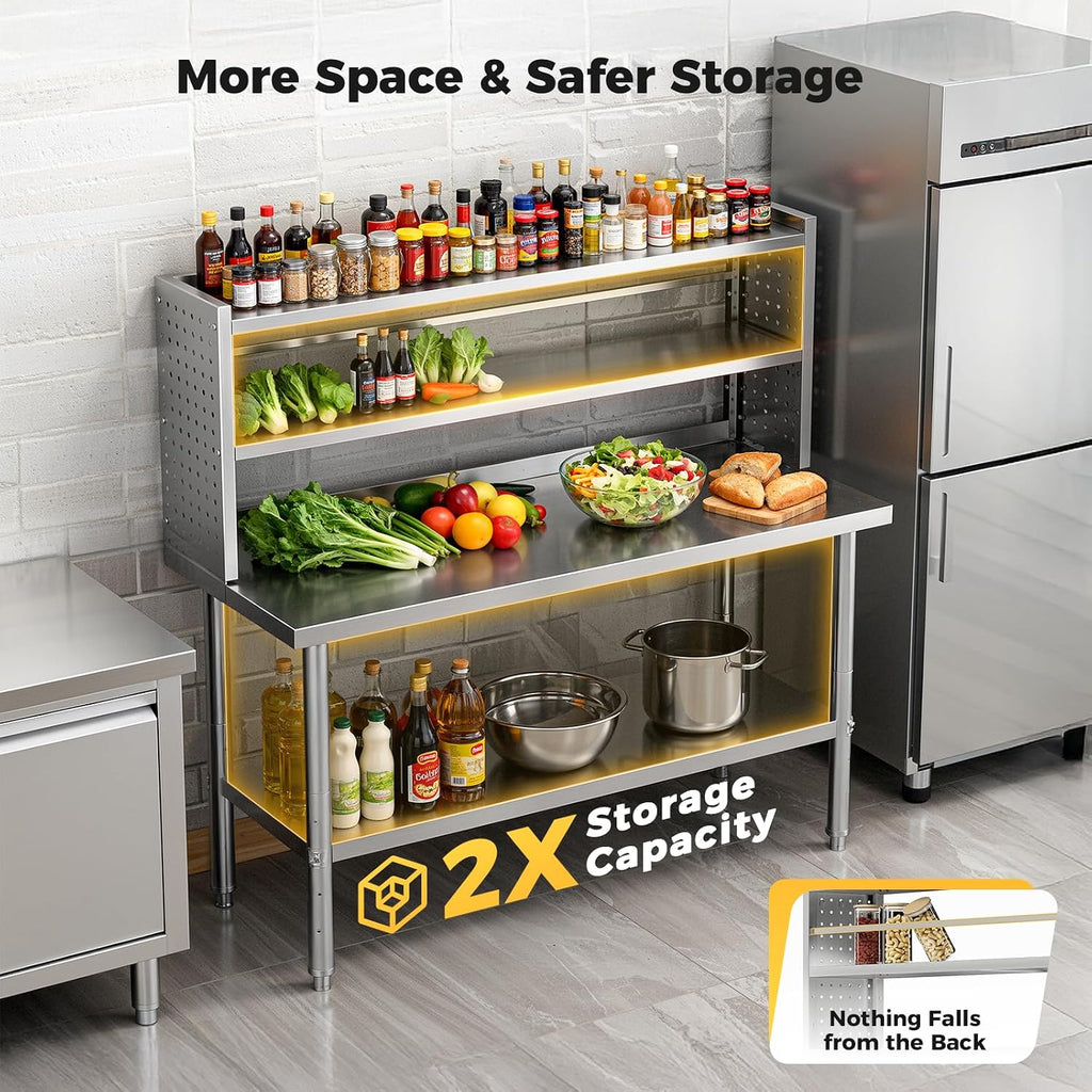 60x24 NSF Stainless Steel Prep Table with Shelf & Casters Work Bench