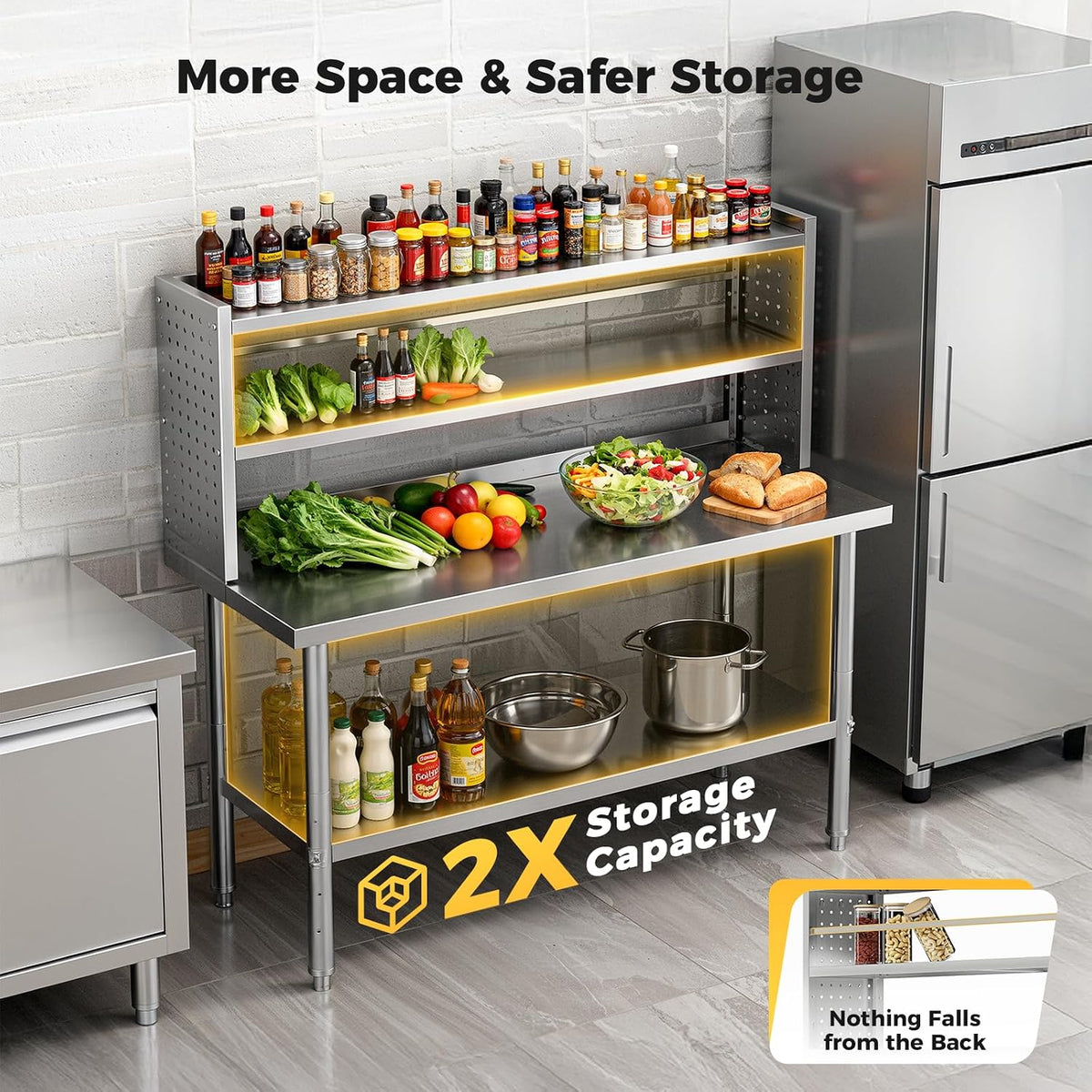 60x24 NSF Stainless Steel Prep Table with Shelf & Casters Work Bench
