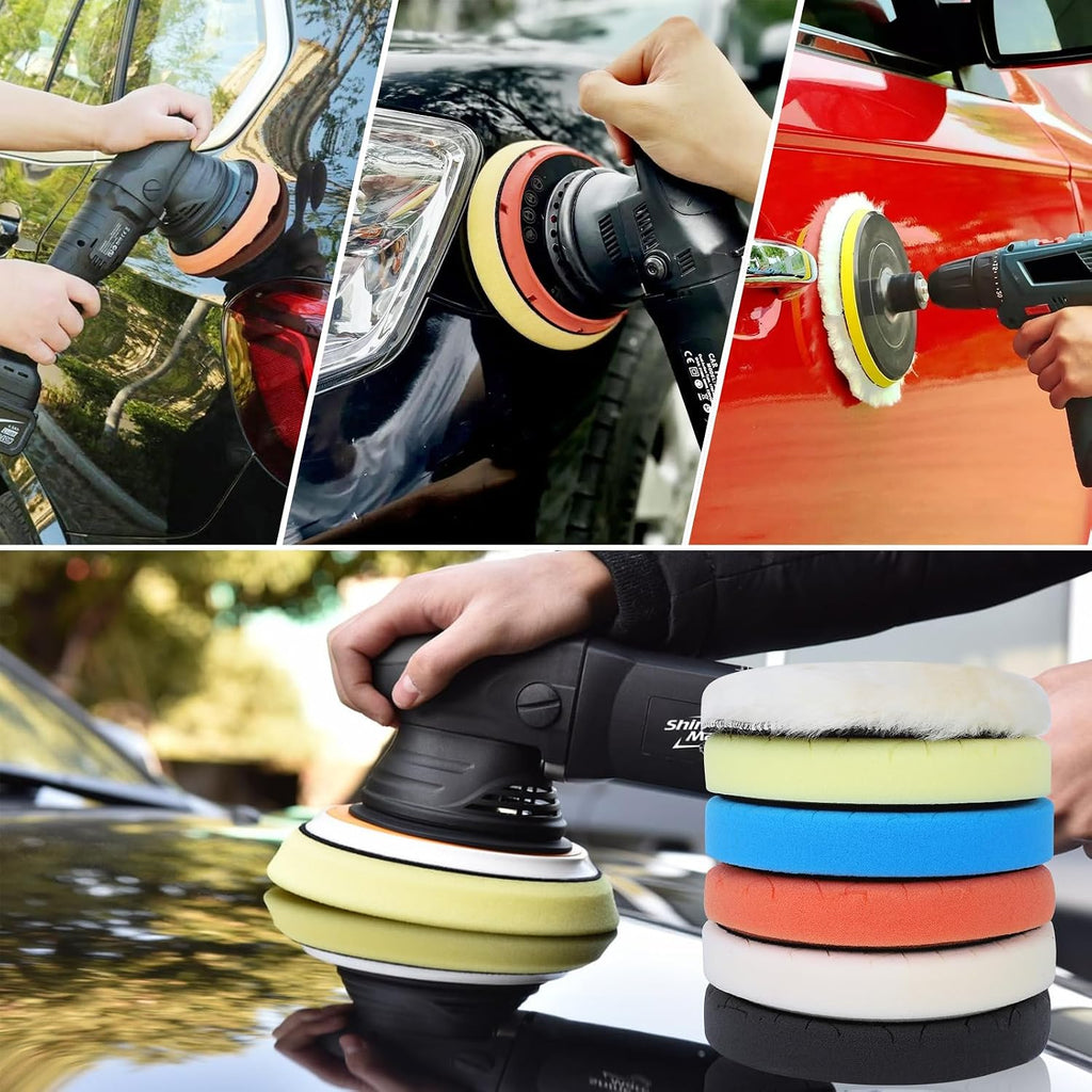 6 Pcs 5 Inch Buffing Pads, Polishing Pads 5.5 Inch 140 mm Face for 5 Inch 125mm Base Plate Compounds, Buffer Pads for