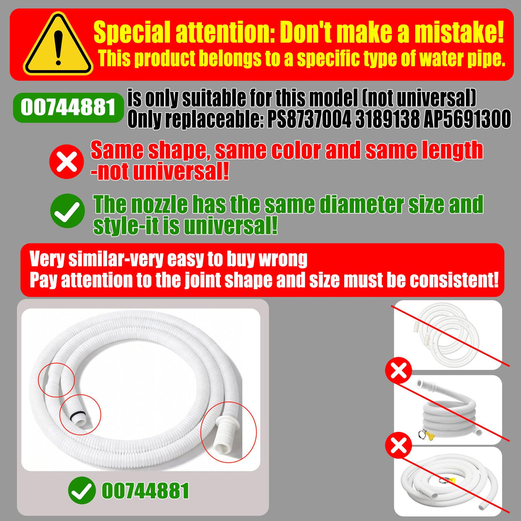 00744881 Dishwasher Drain Hose for Bosch