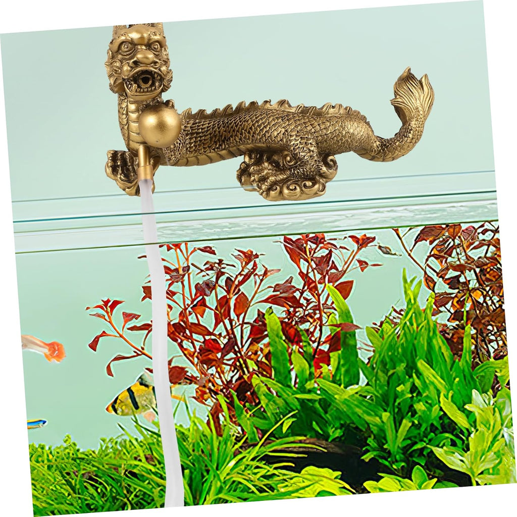 Dragon Statue Fish Tank Fountain Decor Water Fountain Air Pump for Aquarium