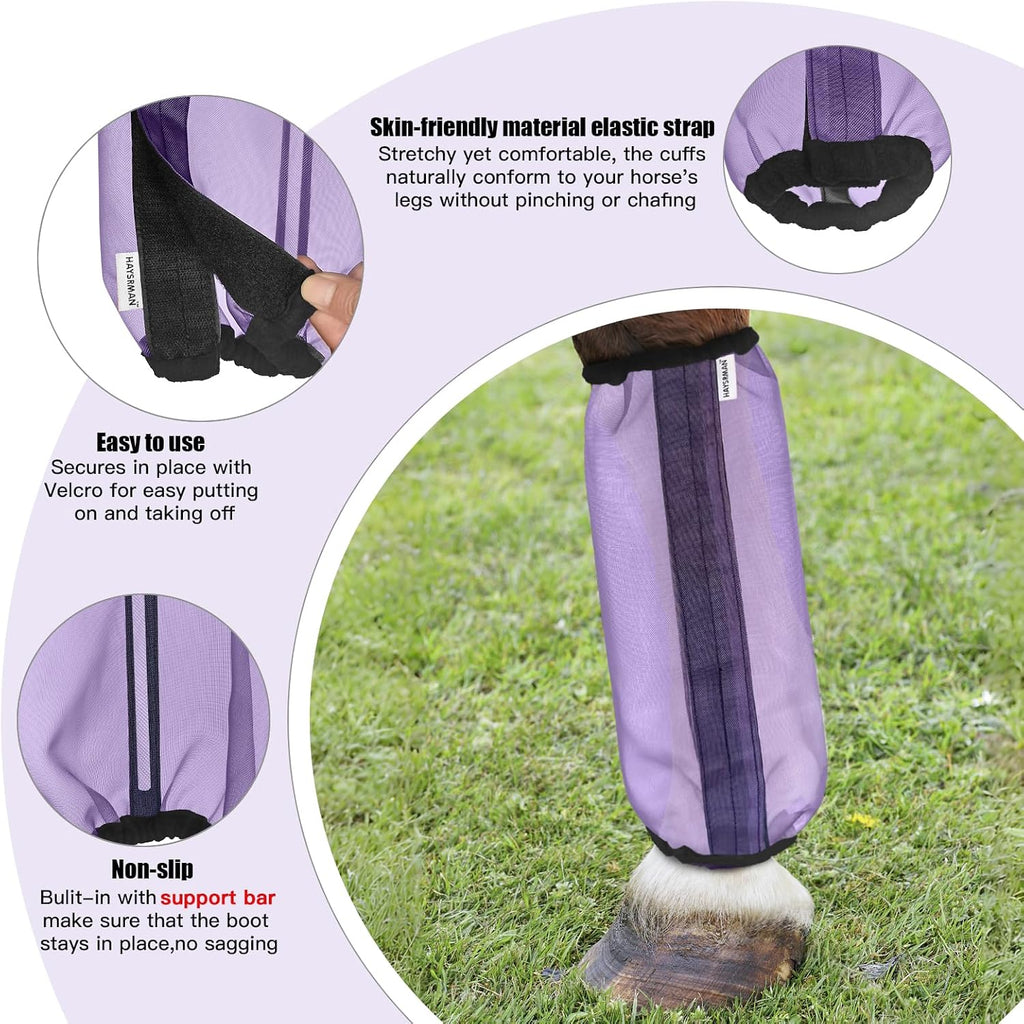 Fly Boots for Horses, Non-Slip Breathable Horse Fly Boots,Extra Tough Mesh Horse Fly Leggings Prevents Flies and