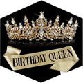 Birthday Queen Sash and Crown for Women - Gold Rhinestone Tiara and Sash Set for Birthday Decorations Outfits for Women
