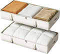 Side-Supported Under Bed Storage Containers, 6 Inches Tall 60L Underbed Storage Bins with Sturdy Handles and