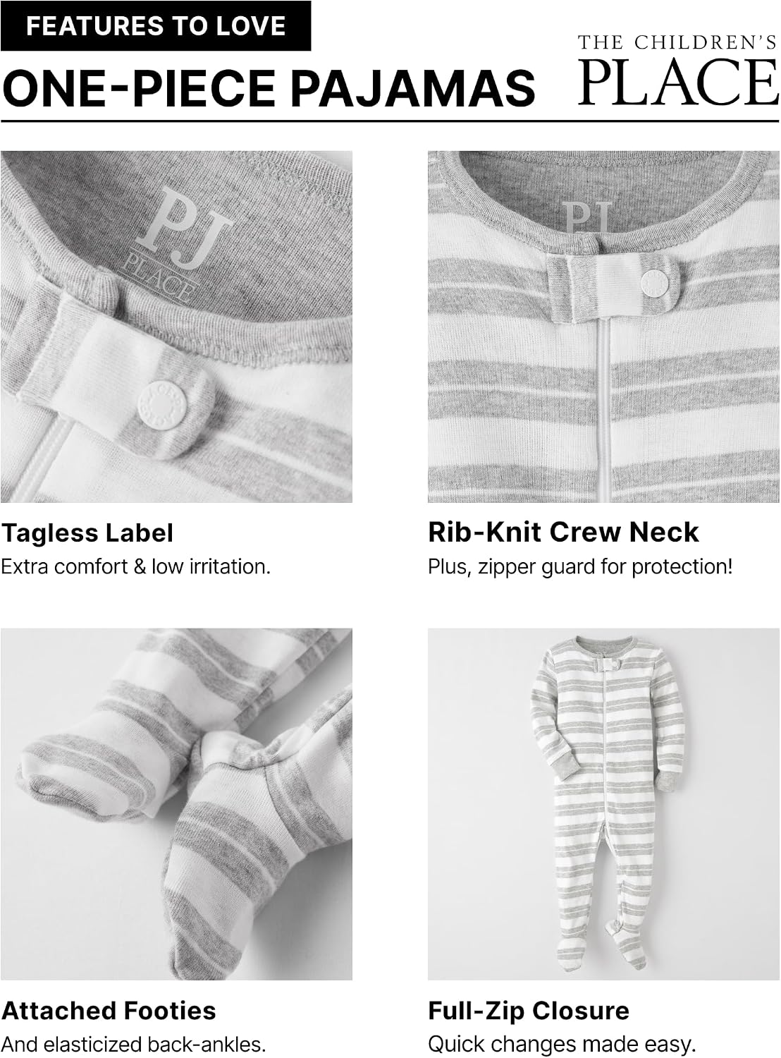 Baby Boys' And Toddler Long Sleeve 100% Cotton Zip-front One Piece Footed Pajama