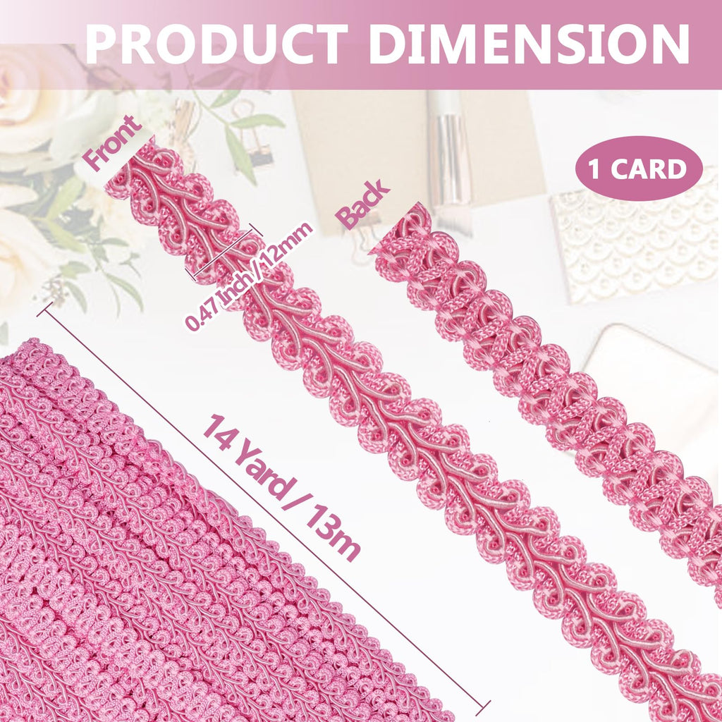 14 Yards 1/2 Inch Pink Gimp Braid Trim