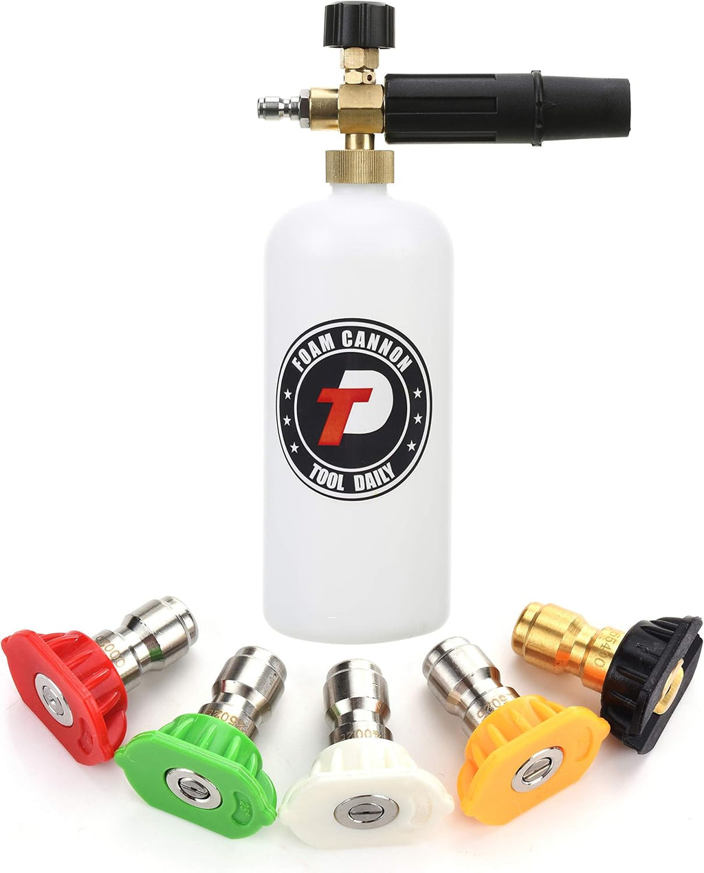 Foam Cannon with 1/4 Inch Quick Connector, 1 Liter, 5 Pressure Washer Nozzle Tips | Foam Cannon for Pressure Washer