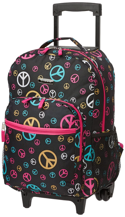 Double Handle 17" Rolling Backpack, Peace