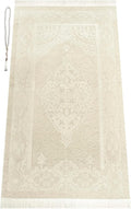 Muslim Prayer Rug with 99 Beads Tasbih, Soft Chenille Sajadah, Lightweight & Foldable Janamaz, Portable Travel Prayer
