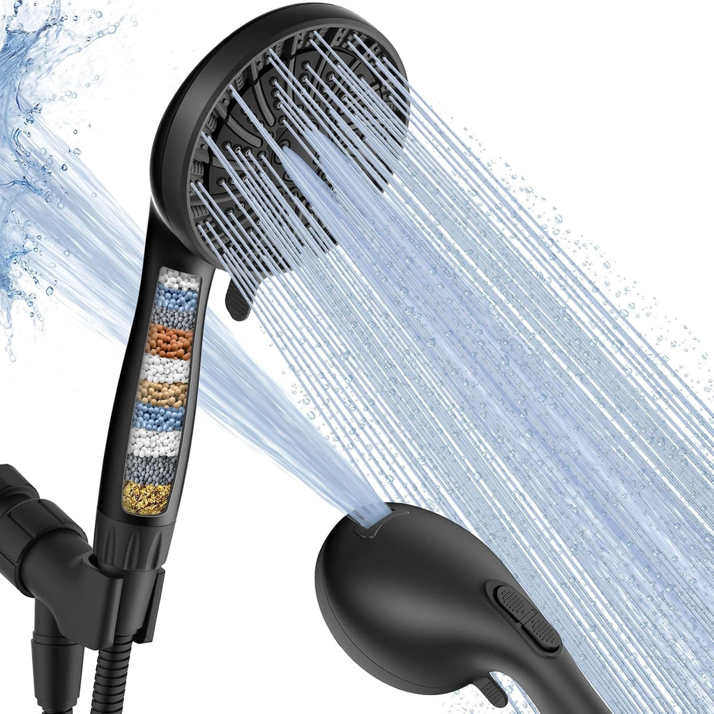 Filtered Shower Head with Handheld,High Pressure Shower Heads with Filters | 8 Mode,Built-in Power Wash,Detachable