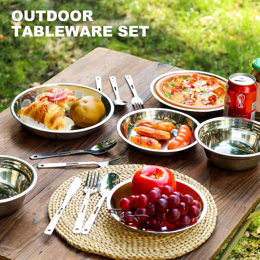 Camping Mess Kits - 28pcs Camping Dinnerware Set Camping Gifts Camping cookware Sets Camping Accessories Camping