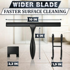 10" Shower Squeegee for Glass Doors & Windows with 2 Hooks, Black