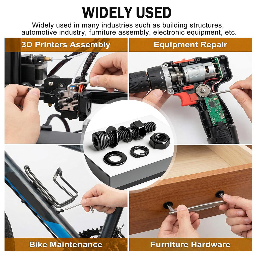 2000PCS Metric Screw Bolt Assortment Kit M2/M3/M4/M5/M6 Hex Socket Head Cap Bolts Nuts & Washers Set 12.9 Grade Alloy