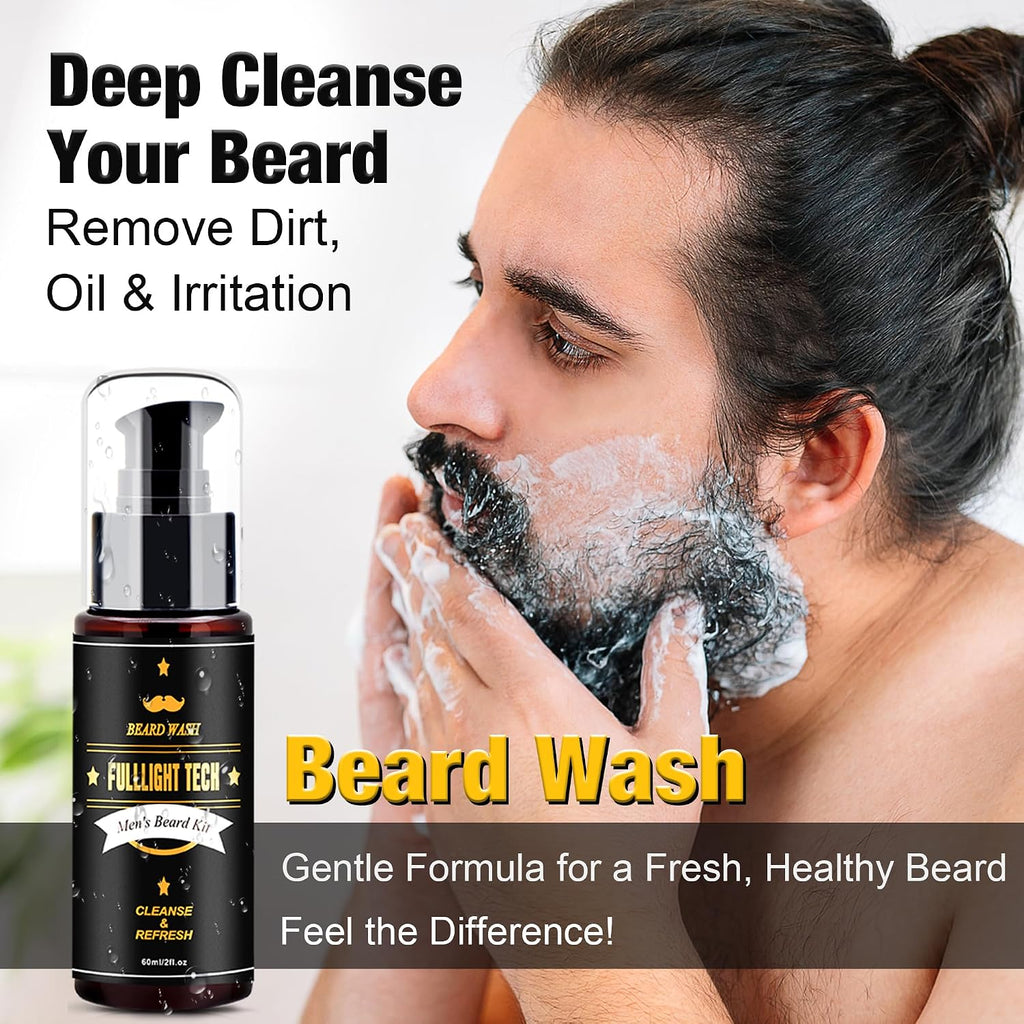 Beard Kit Gifts for Men, 3 Natural Beard Oil, Gently Soothes Itch & Dryness | Complete Beard Care & Grooming Kit with