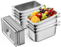 Hotel Pans with Lids, 8 Pack, 1/4 Size 6" Deep