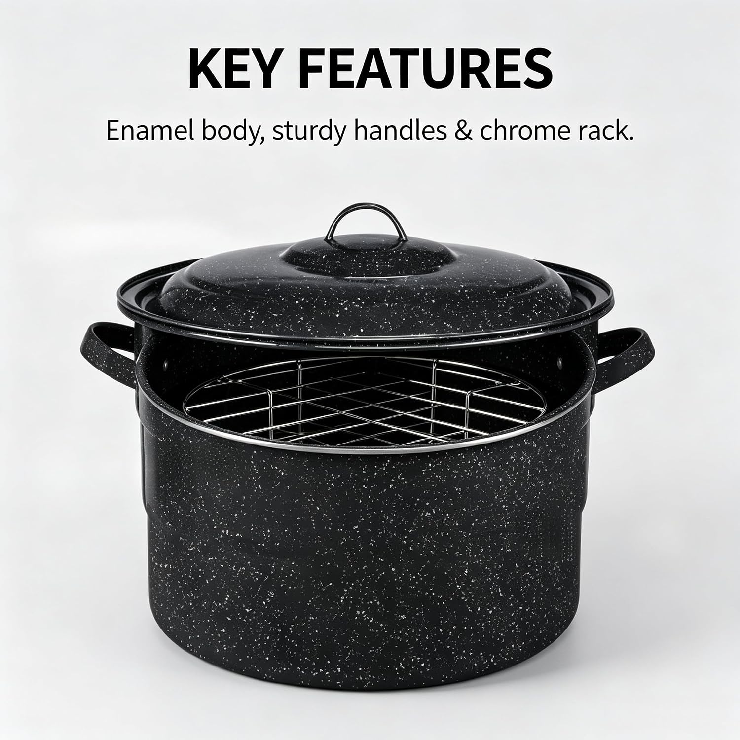 21.5 Quart Enamel Steel Water Bath Canner,Large Home Canning Pot with Lid and Jar Rack for Jam Pickles Salsa Stews