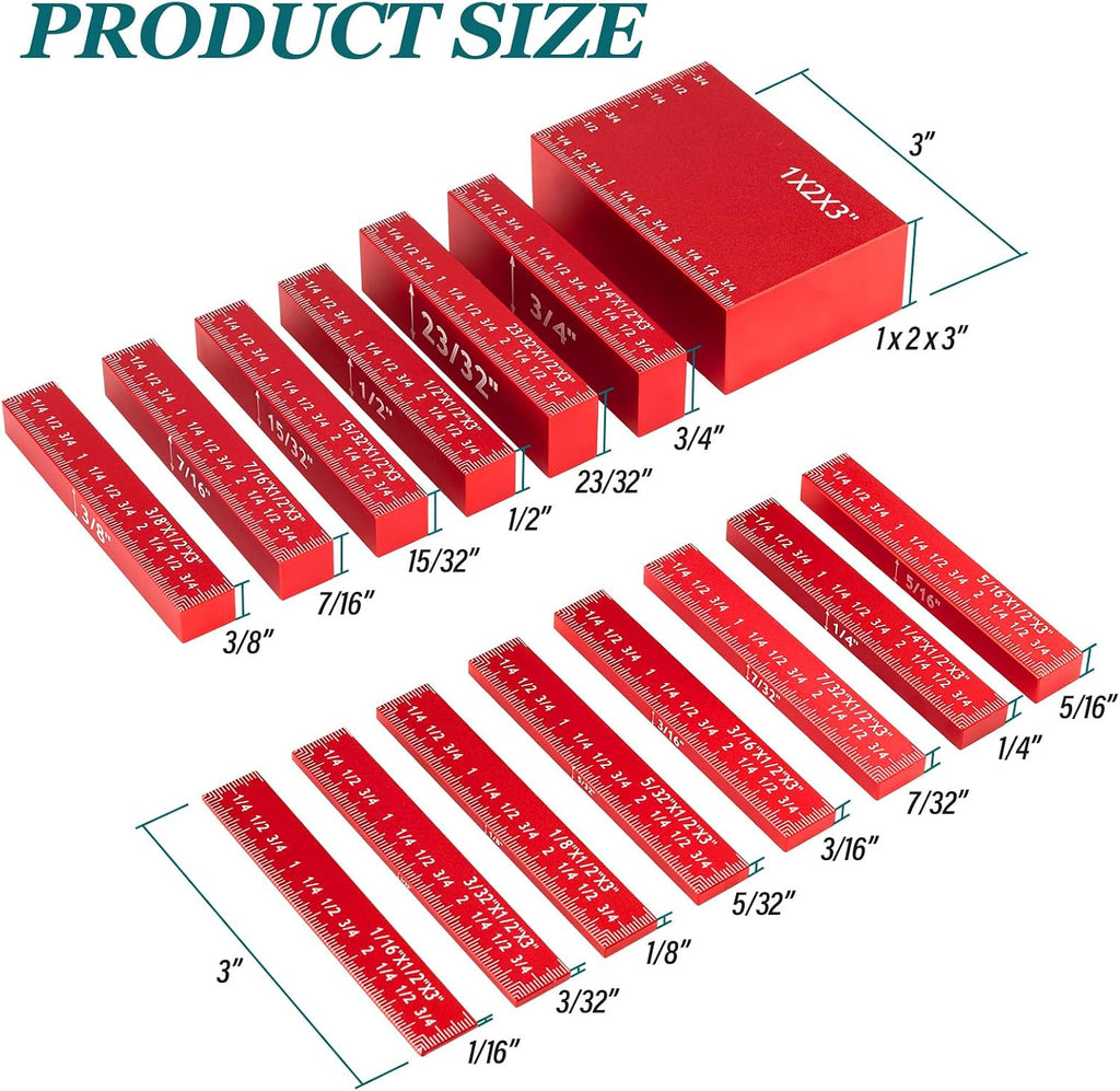 15 PCS Precision Setup Blocks for Woodworking