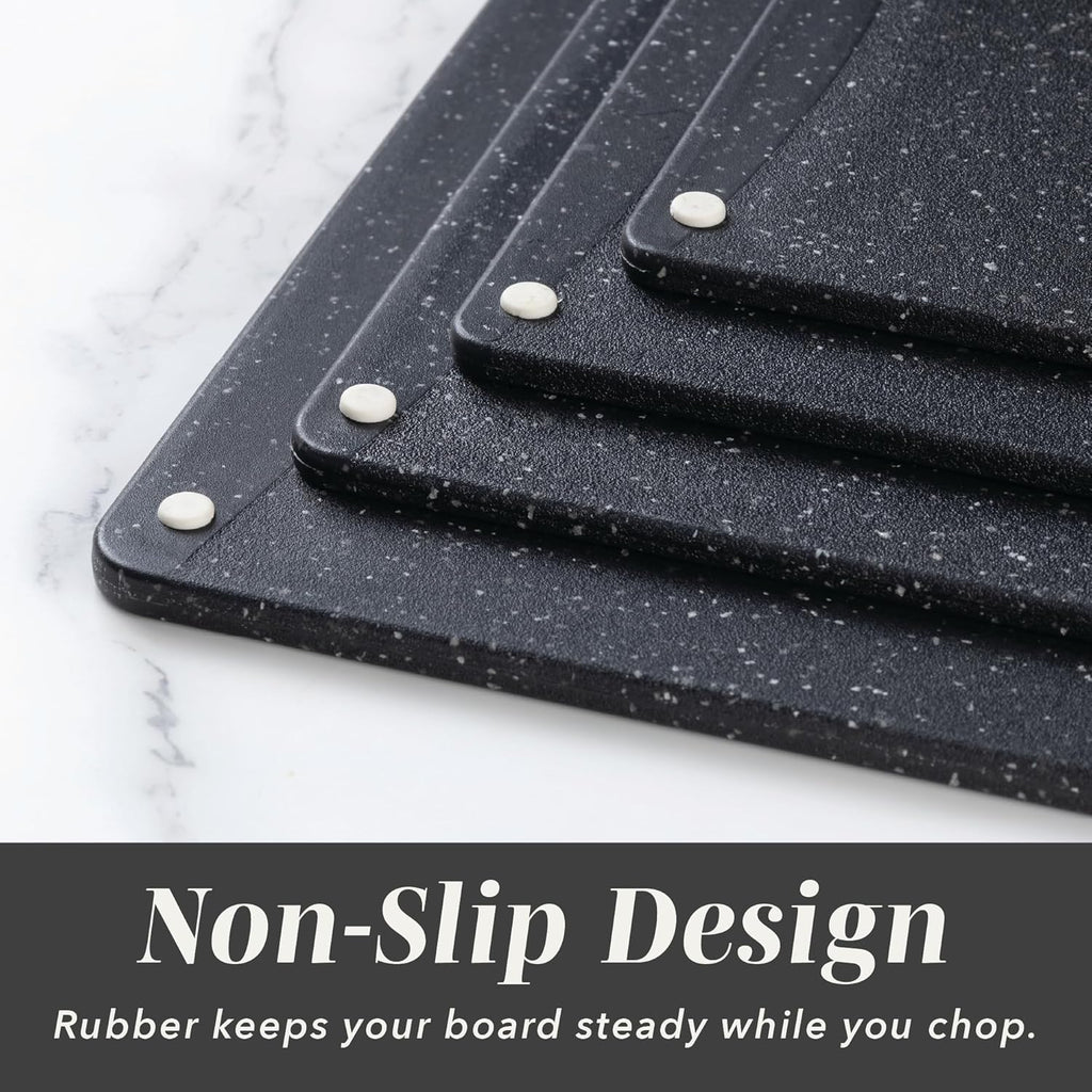 Non-Slip Cutting Board Set – Kitchen Essentials with Easy Grip Handle for Meat, Veggies, and Fruits, 4 Cutting