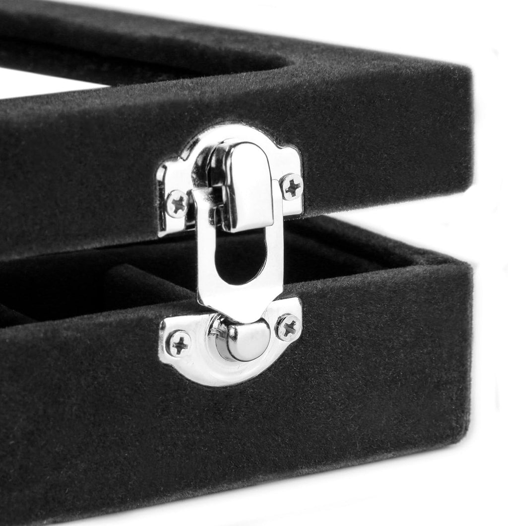 Jewelry Box Rings Organizer Tray 7 Slots Velvet Jewelry Earring Storage Box With Transparent Lid Jewelry Display Case