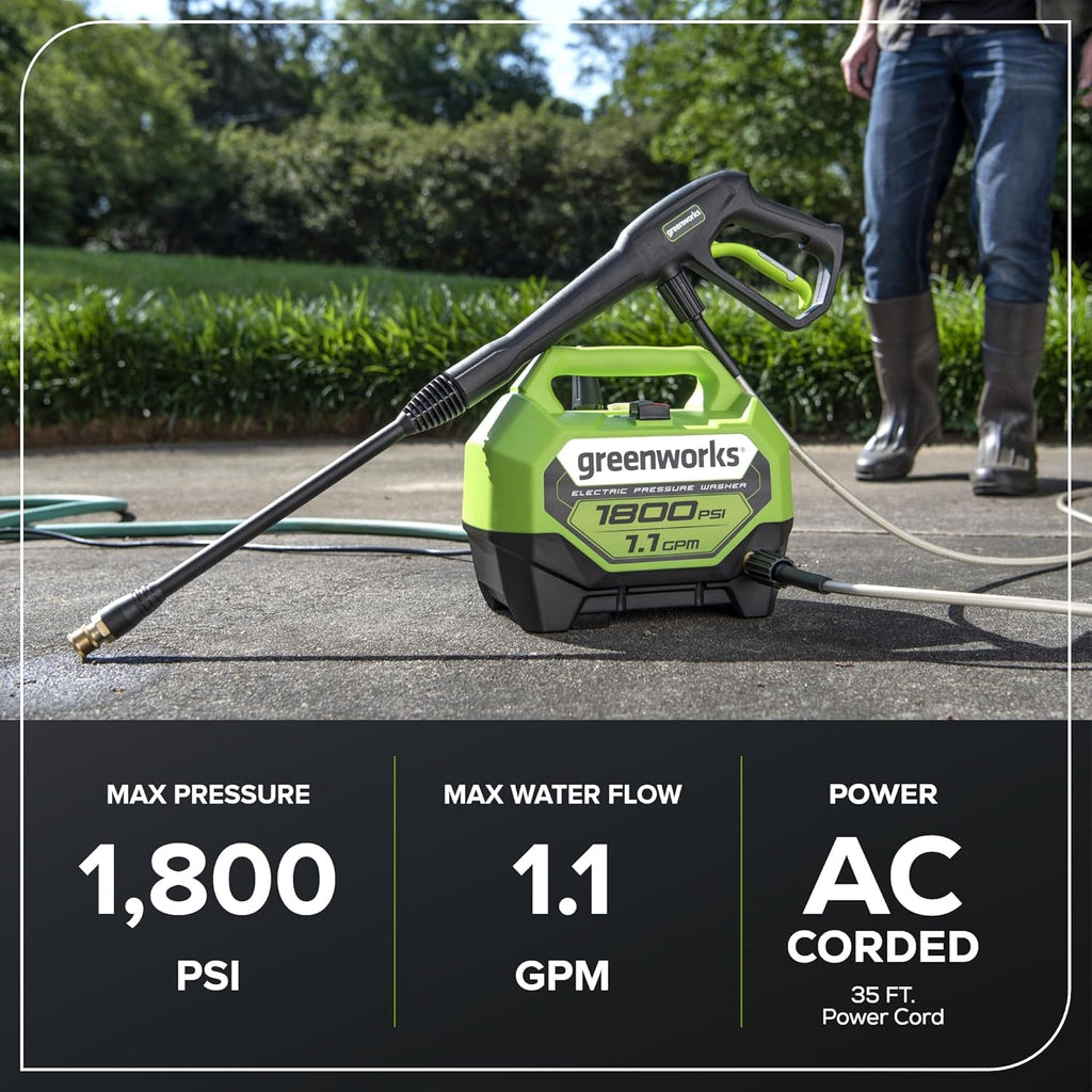 1800 PSI (1.1 GPM) Electric Pressure Washer PWMA Certified