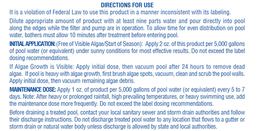 1-Quart Non-Foaming Algae Rid Pool Algaecide, Made in USA