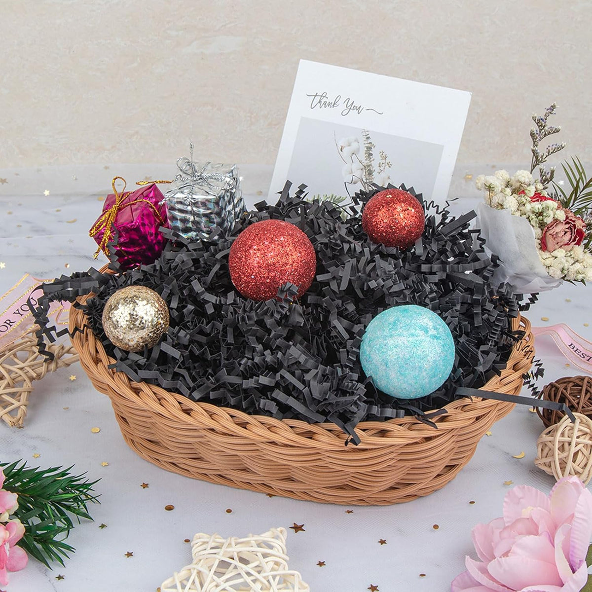 Crinkle Cut Paper Shred Filler Gift Cushion Streamer Black