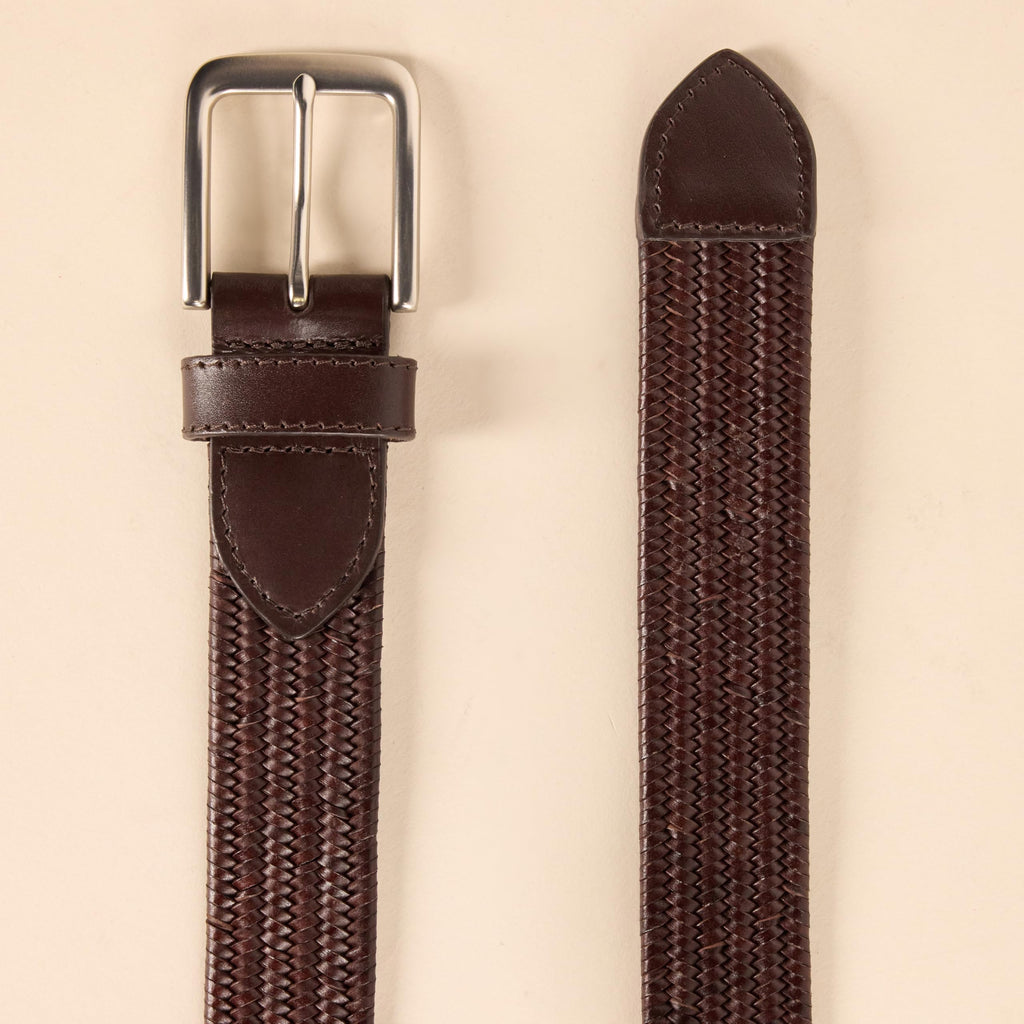 Amazon Essentials Mens Tubular Stretch Weave Belt, Brown, 36