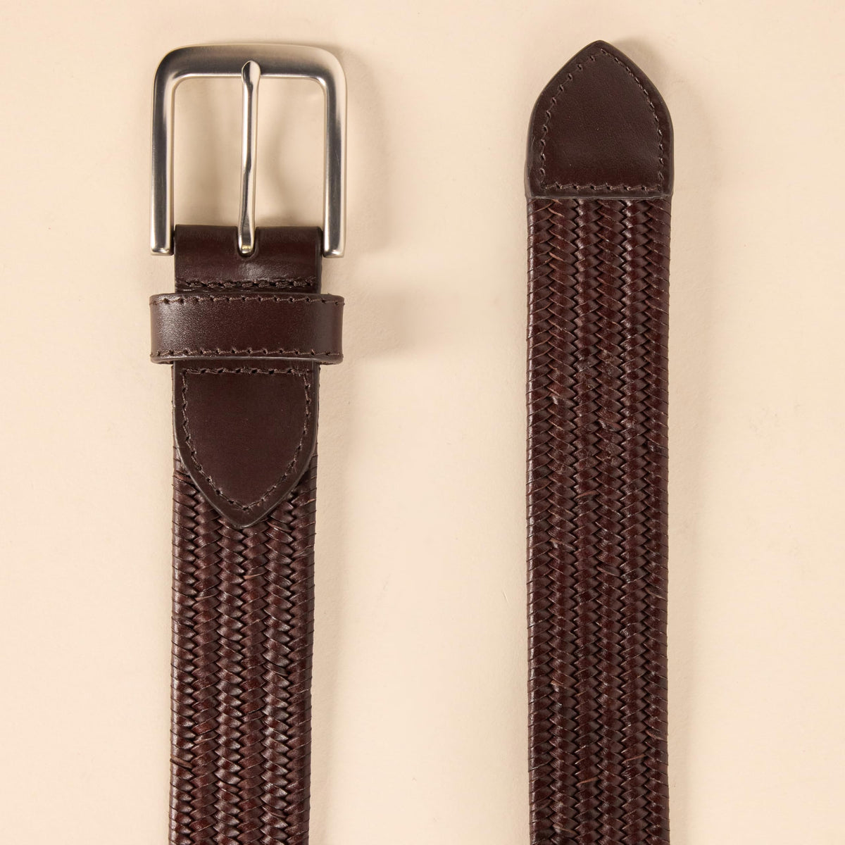 Amazon Essentials Mens Tubular Stretch Weave Belt, Brown, 36