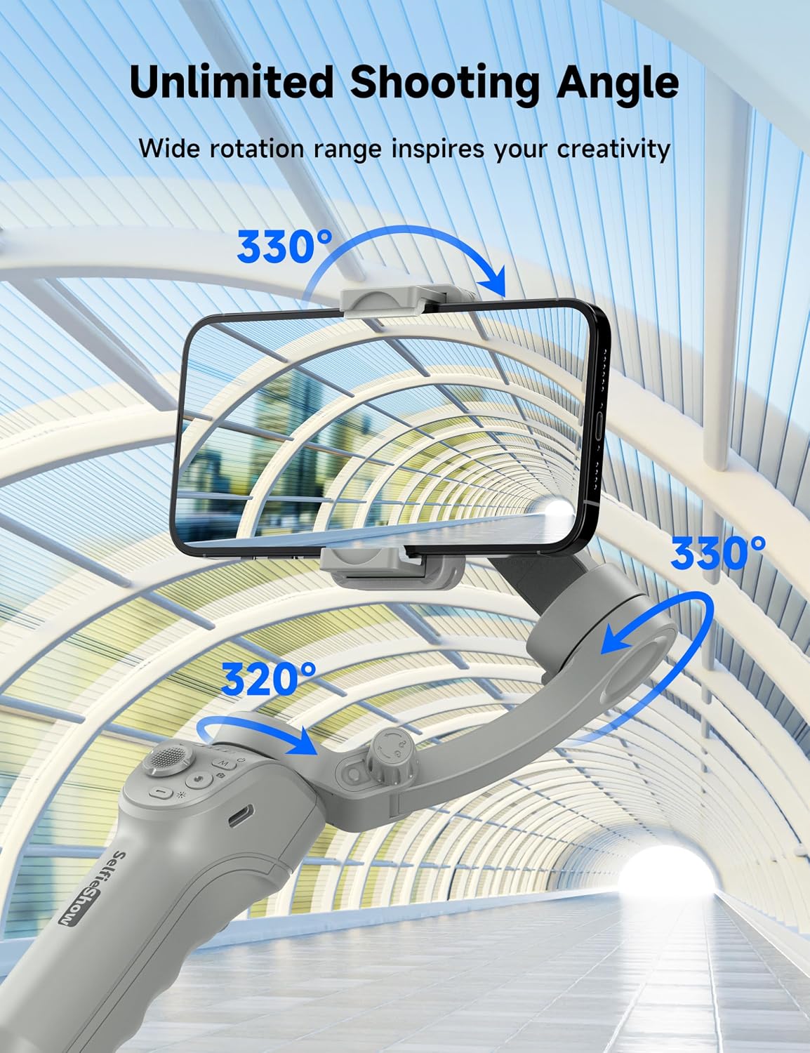 Gimbal Stabilizer for Smartphones, 3-Axis Phone Gimbal, Intelligent Gimbals with Face/Object Tracking, Portable and