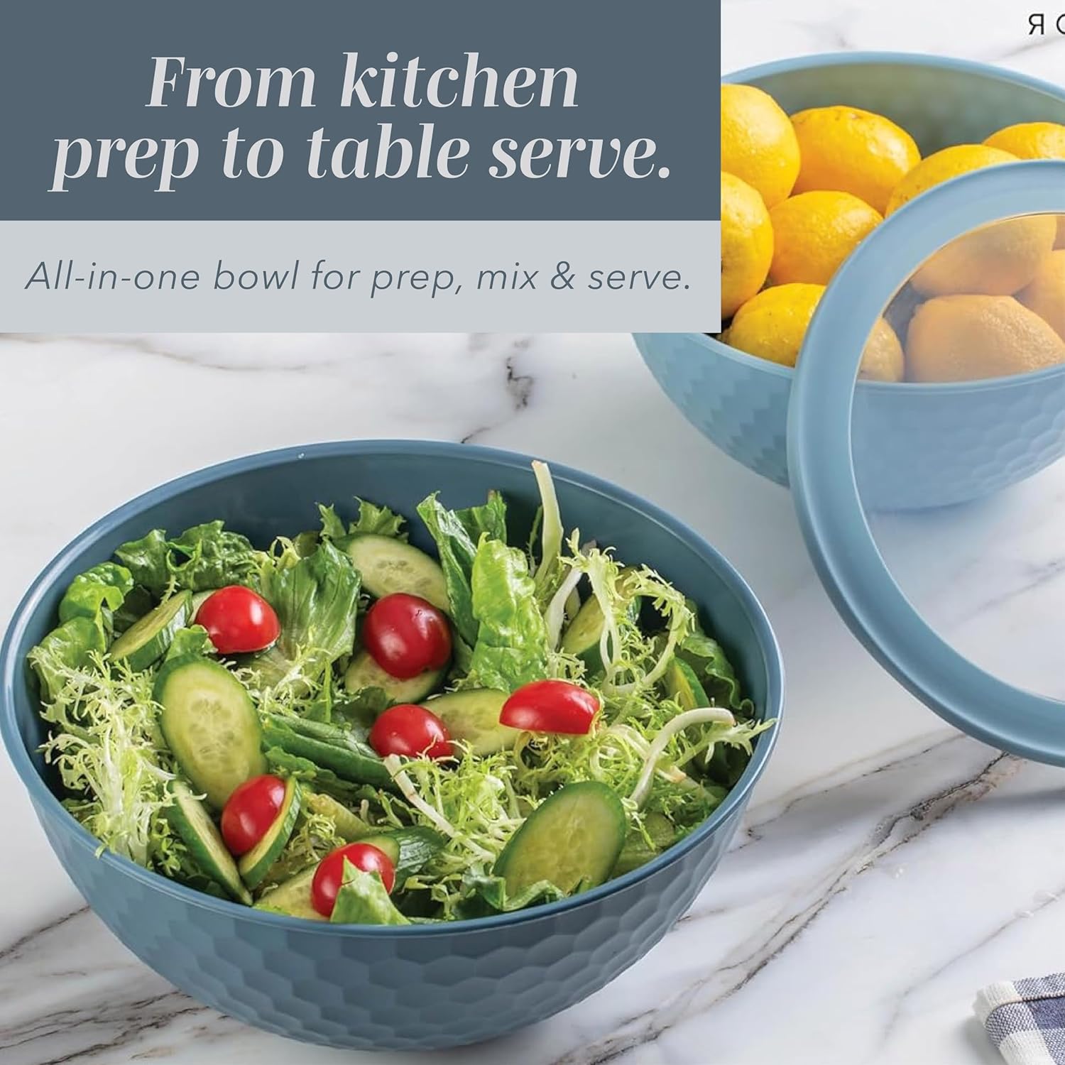 Mixing Bowls with Lids - 12 Piece Plastic Nesting Bowls Set includes 6 Prep Bowls and 6 Lids, Microwave Safe Mixing