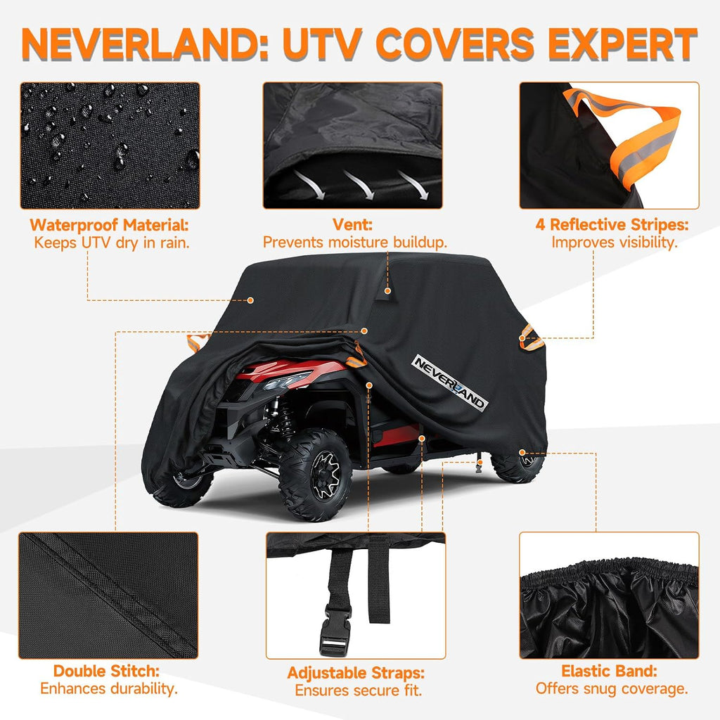 UTV Cover Heavy Waterproof Denier Oxford Cloth for Polaris RZR Yamaha Can-Am Defender Kawasaki Ranger Cover 4-6