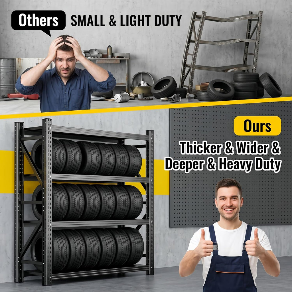 Heavy Duty Garage Shelving, 46" W x 20" D x 71" H, 3500 LBS Capacity, 4-Tier Adjustable Metal Storage Shelves