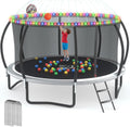 Outdoor Trampoline Recreational Trampolines with Anti-Rust Coating, Enclosure Net, Light+Sprinkler, Ladder, Wind