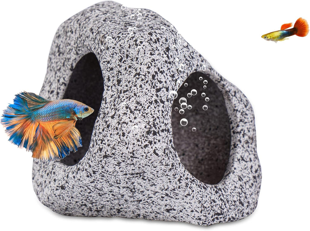 Betta Fish Tank Rock Cave Decor Aquarium Accessories, Medium | Aquarium Decorations Stones House for Hiding and