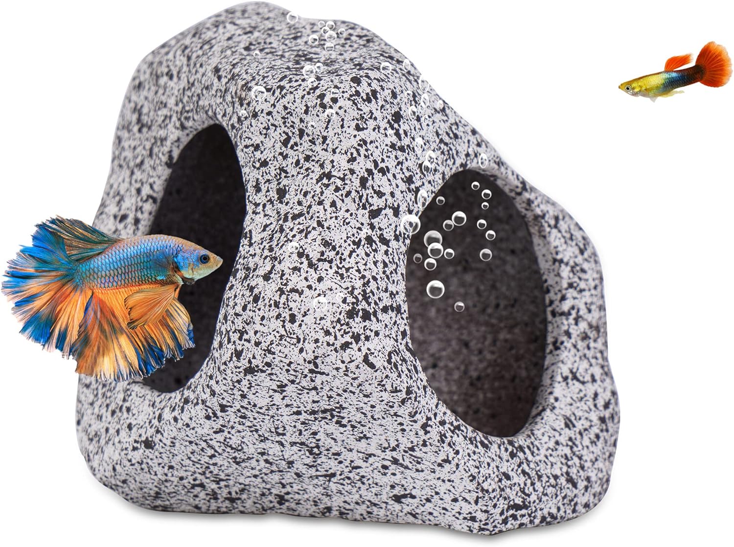 Betta Fish Tank Rock Cave Decor Aquarium Accessories, Medium | Aquarium Decorations Stones House for Hiding and
