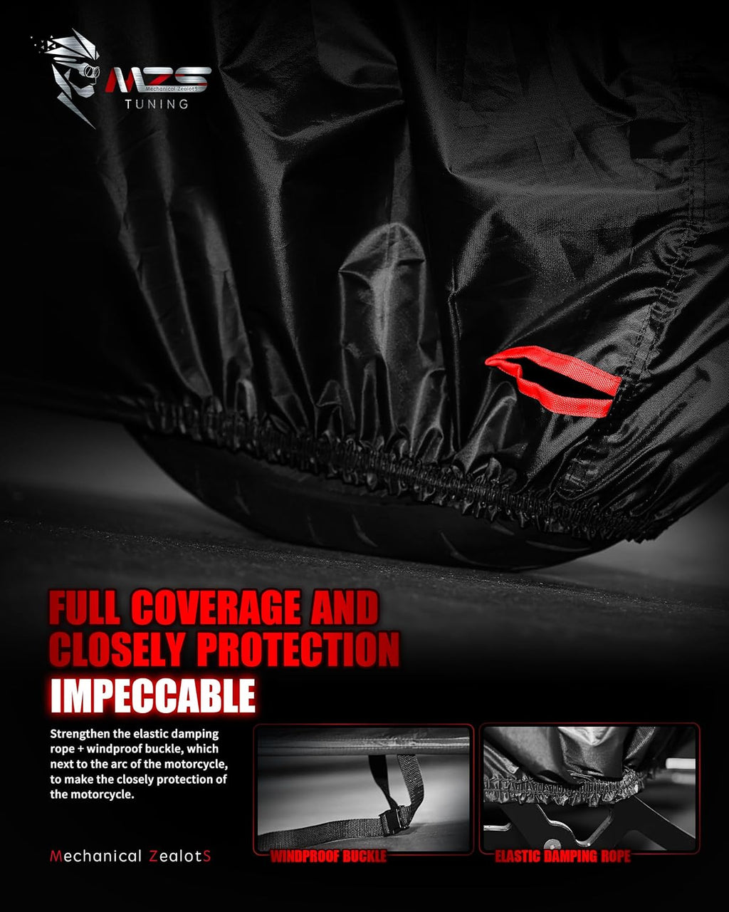 Motorcycle Cover Waterproof Outdoor, 420D All Season Weather Touring Protection Cover Storage fit up to 107"