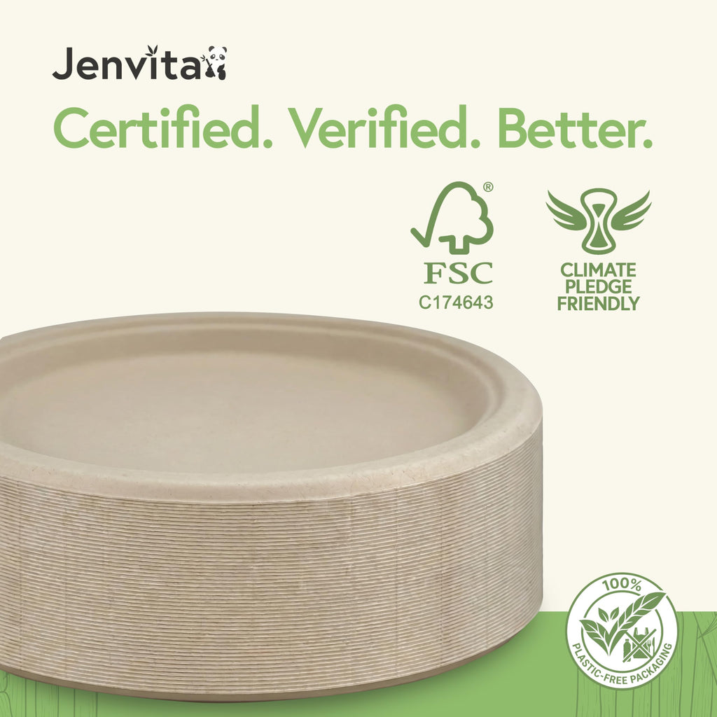 Bamboo Dinner Plates, 500 Pack, 9 Inch Compostable