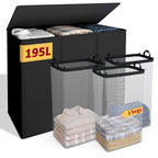 195L Laundry Hamper 3 Section,Large Laundry Hamper with Lid,Dirty Clothes Hamper with 3 Inner Bags,Collapsible