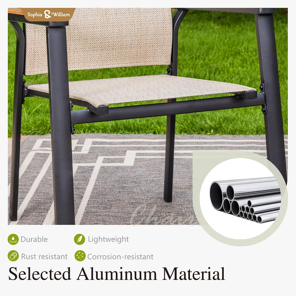 Patio Dining Chairs Set of 4, Stackable Aluminuum Frame