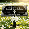 Personalized Human Memorial Stone, Black Granite Headstone with Photo, Engraved Grave Marker for Cemetery Outdoor
