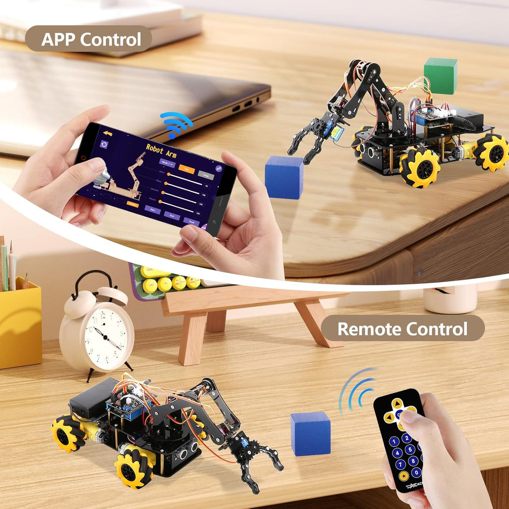Robotics for Kids Ages 8-12, ACEBOTT Smart Robot Arm Car Kit with 5DOF, STEM Toys for Boys Age 8-12 12-16+, ESP32